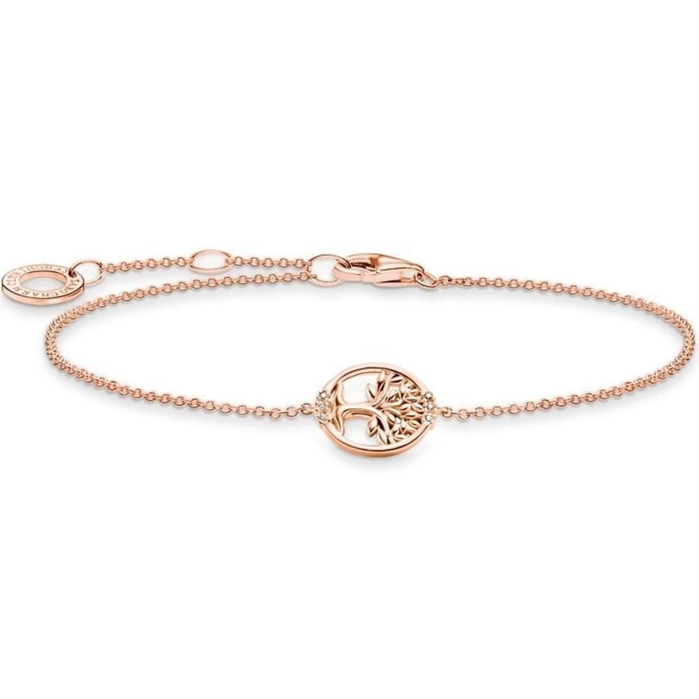 Thomas Sabo rozé aranyozott női karkötő családfa medállal  - A2041-416-14-L19V