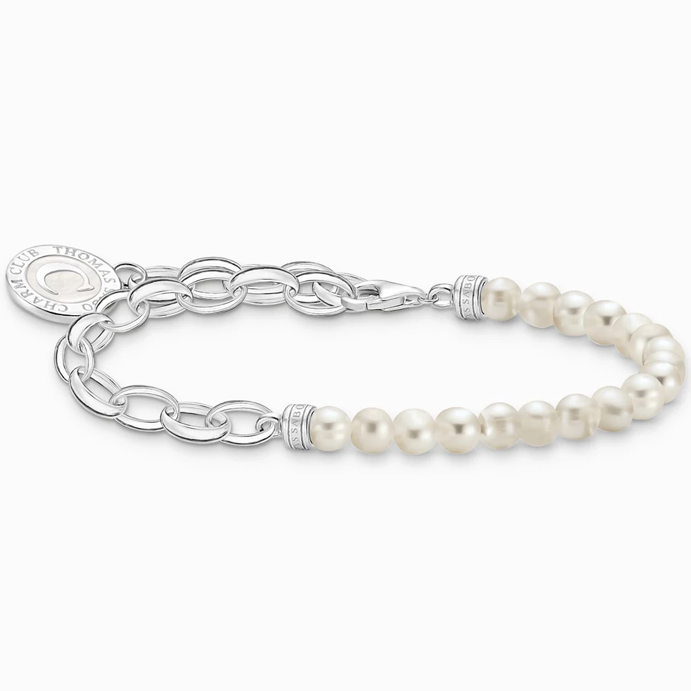 Thomas Sabo Charmista Coin láncos fehér gyöngyös karkötő - A2128-158-14-L15V