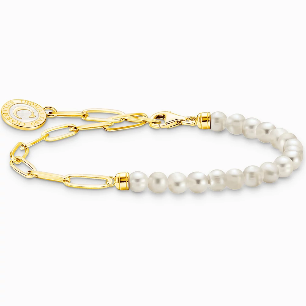 Thomas Sabo Charmista Coin arany láncos fehér gyöngyös karkötő - A2129-430-14-L17V