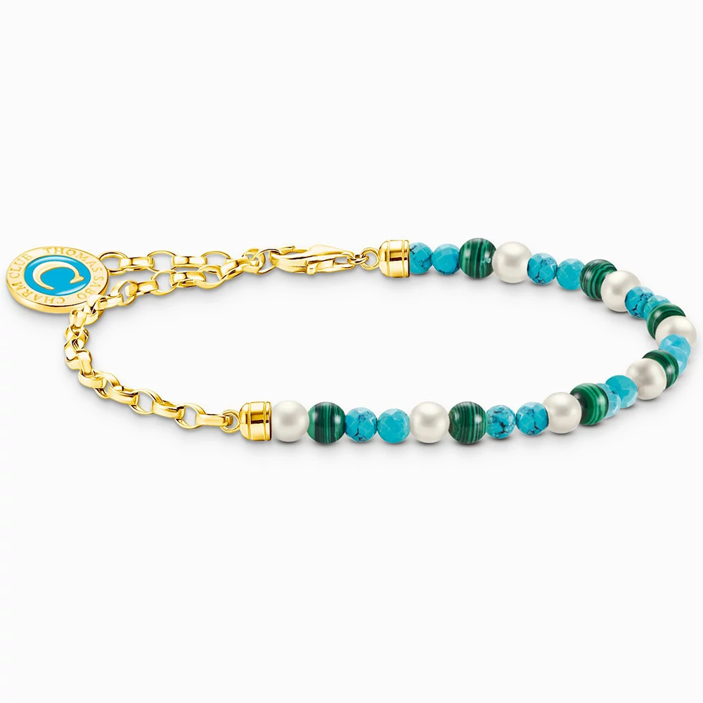 Thomas Sabo Charmista Coin arany láncos színes gyöngyös karkötő - A2130-140-7-L19V