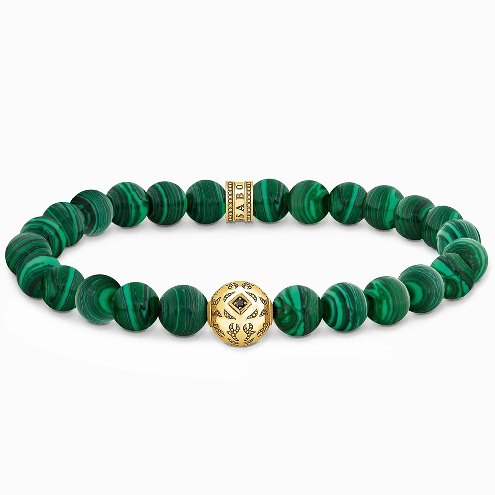 Thomas Sabo Zöld malachit férfi karkötő  - A2145-140-6-L16