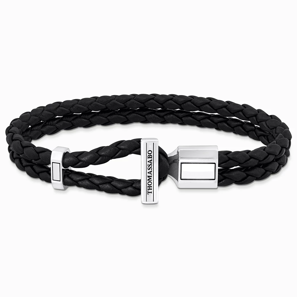 Thomas Sabo fekete dupla fonott bőr férfi karkötő - A2148-682-11-L17