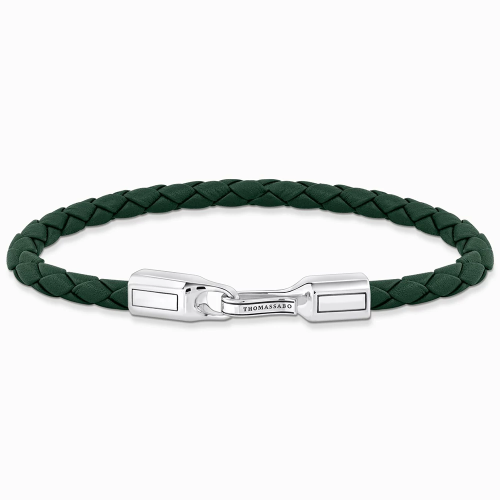 Thomas Sabo zöld fonott bőr férfi karkötő - A2149-682-6-L17