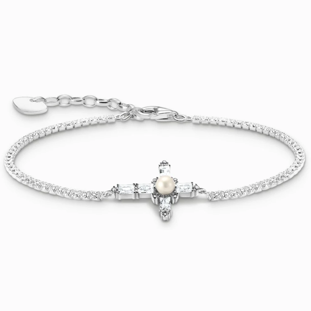 Thomas Sabo ezüst karkötő fehér cirkónia kereszttel - A2173-167-14-L19V