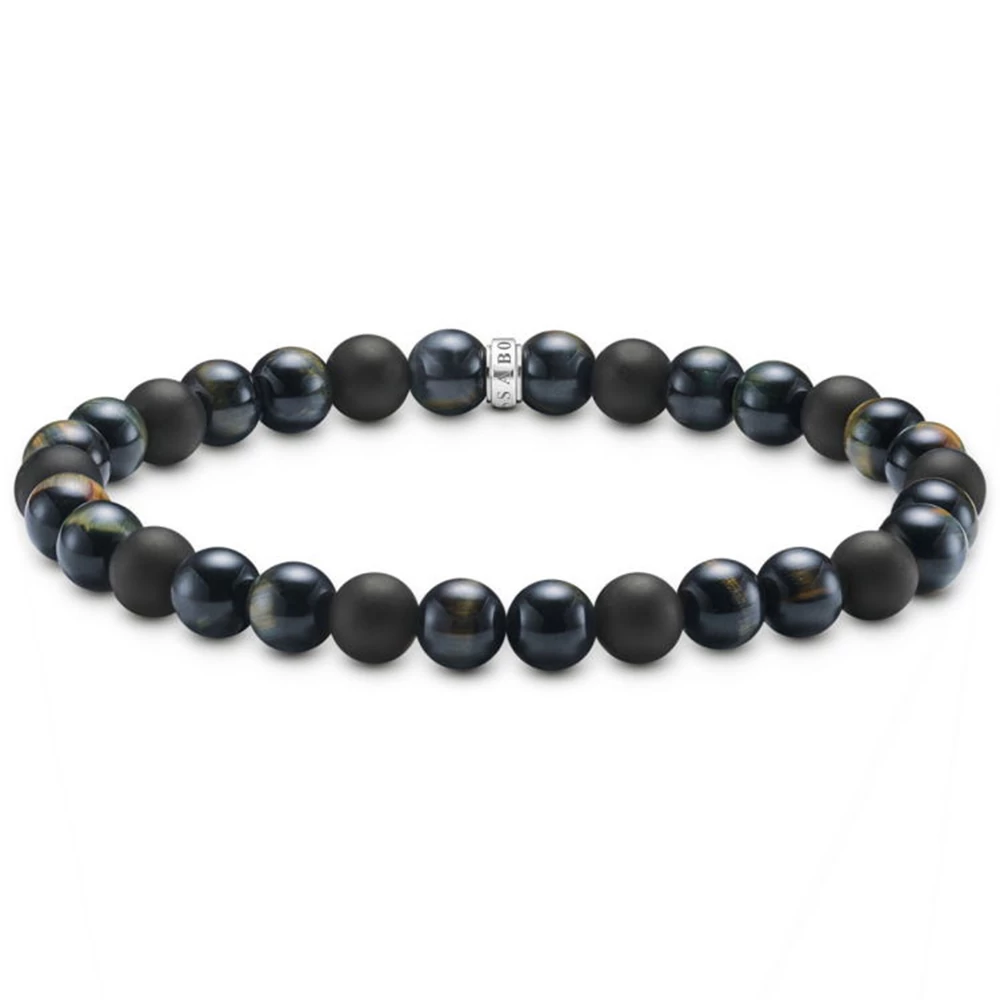 Thomas Sabo obszidián és tigrisszem talizmán karkötő  - A2183-806-7-L17