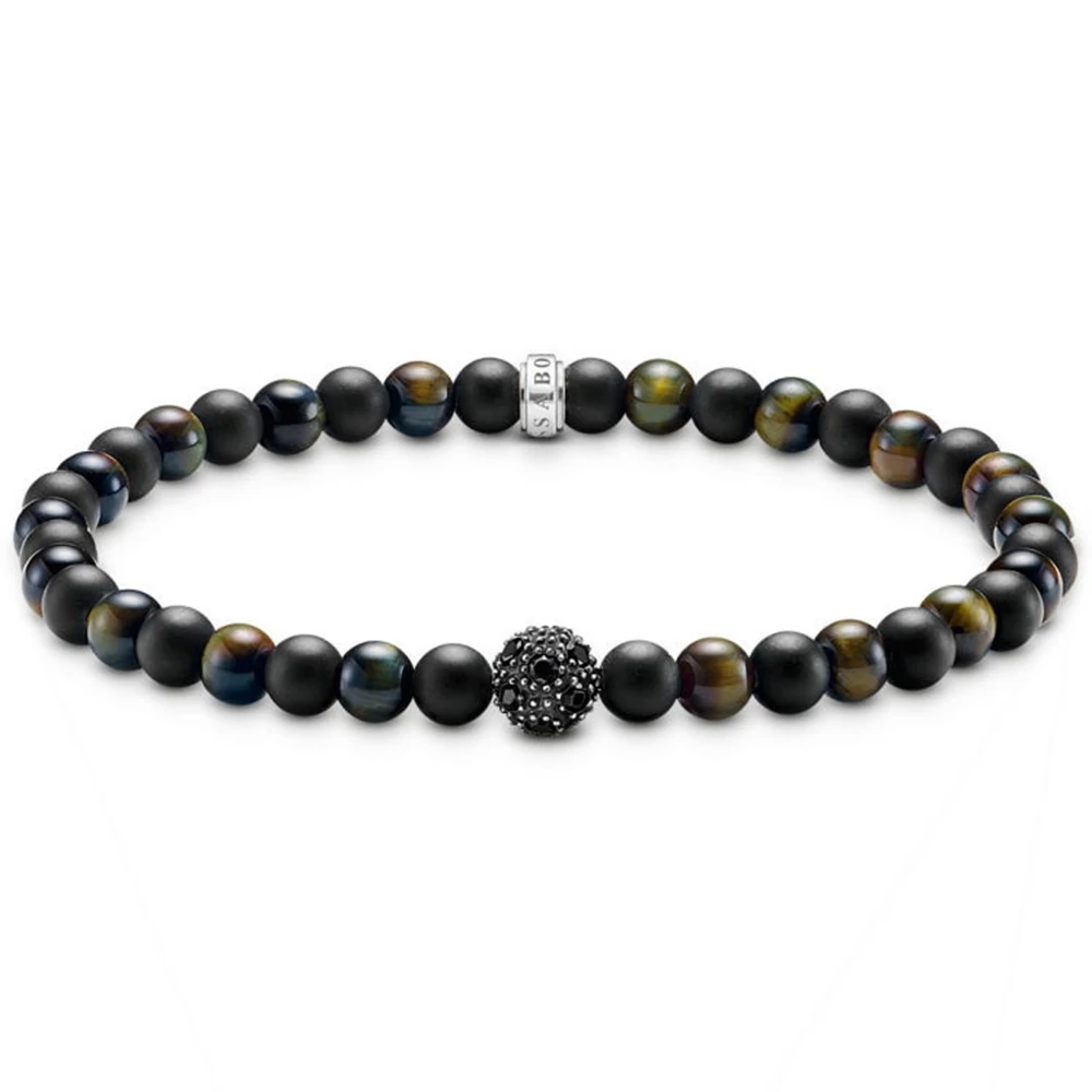 Thomas Sabo obszidián és tigrisszem talizmán karkötő  - A2184-806-7-L19