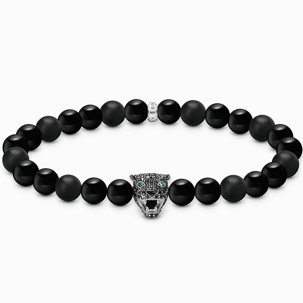 Thomas Sabo fekete gyöngyös, macskás unisex karkötő - A2192-705-11-L17