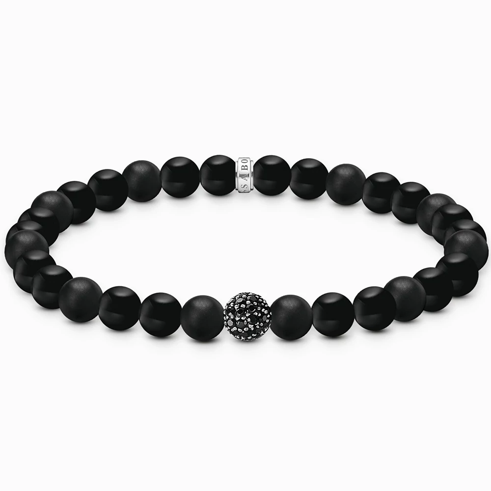 Thomas Sabo fekete obszidián gyöngyös unisex karkötő - A2194-705-11-L17