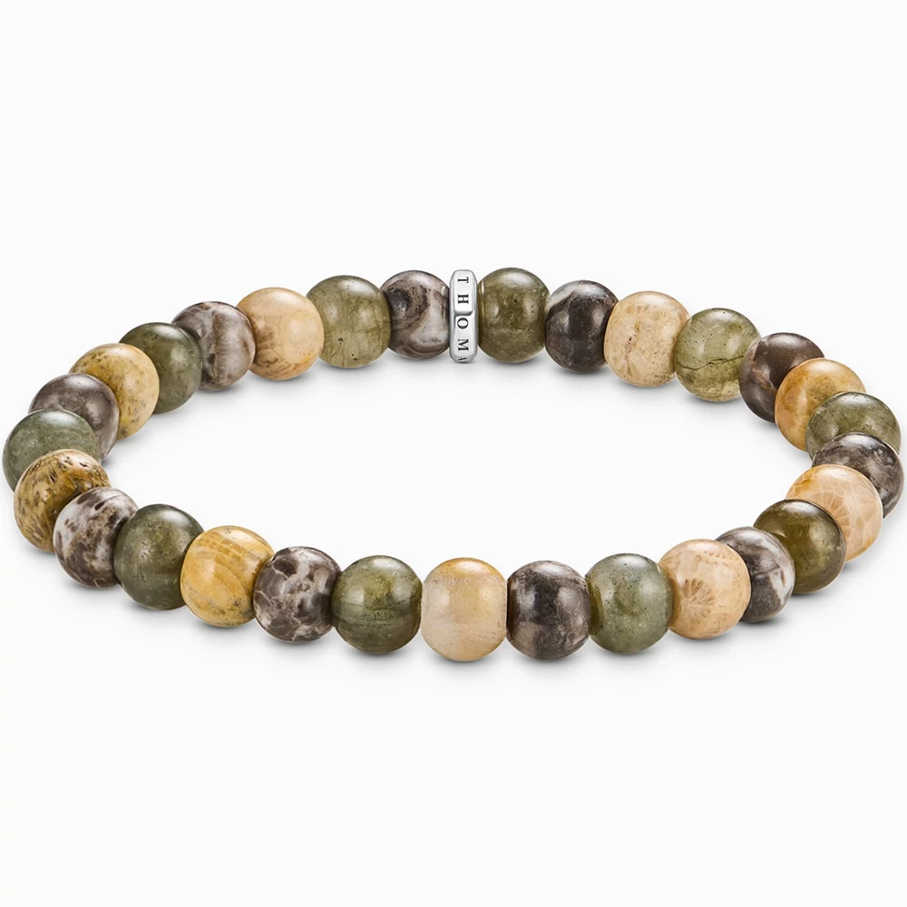 Thomas Sabo 9 mm labradorit és krokodil jáspis gyöngyös férfi karkötő - A2196-353-7-L17