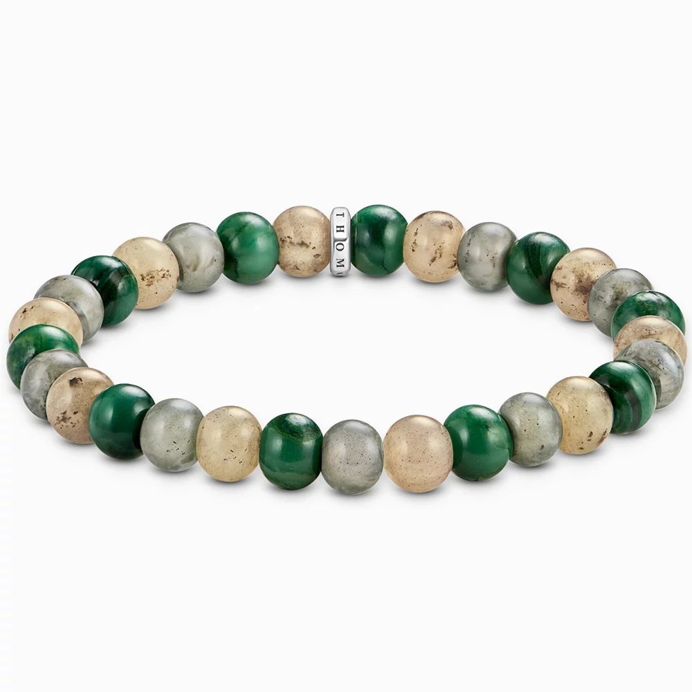 Thomas Sabo 9 mm jáspis, jade és labradorit gyöngyös férfi karkötő - A2196-503-6-L17