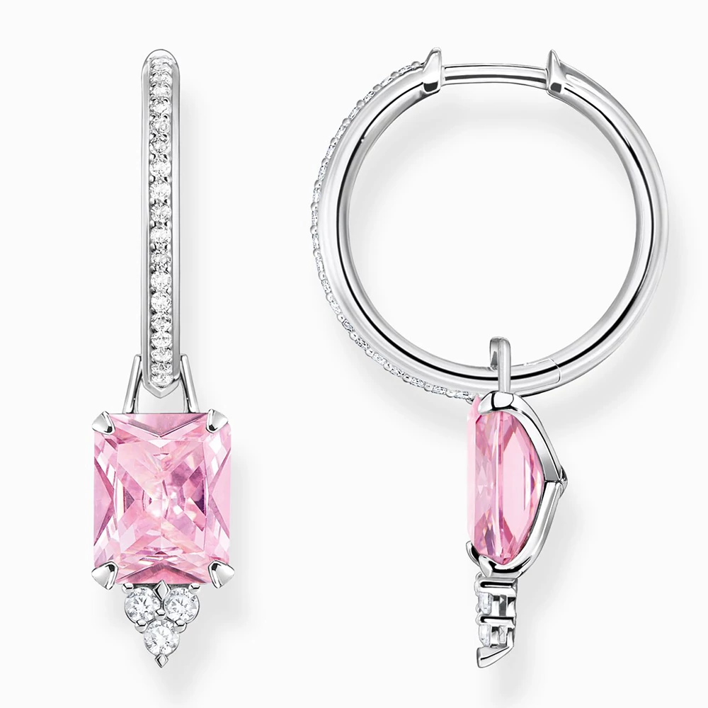Thomas Sabo rózsaszín függős karika fülbevaló - CR672-051-9
