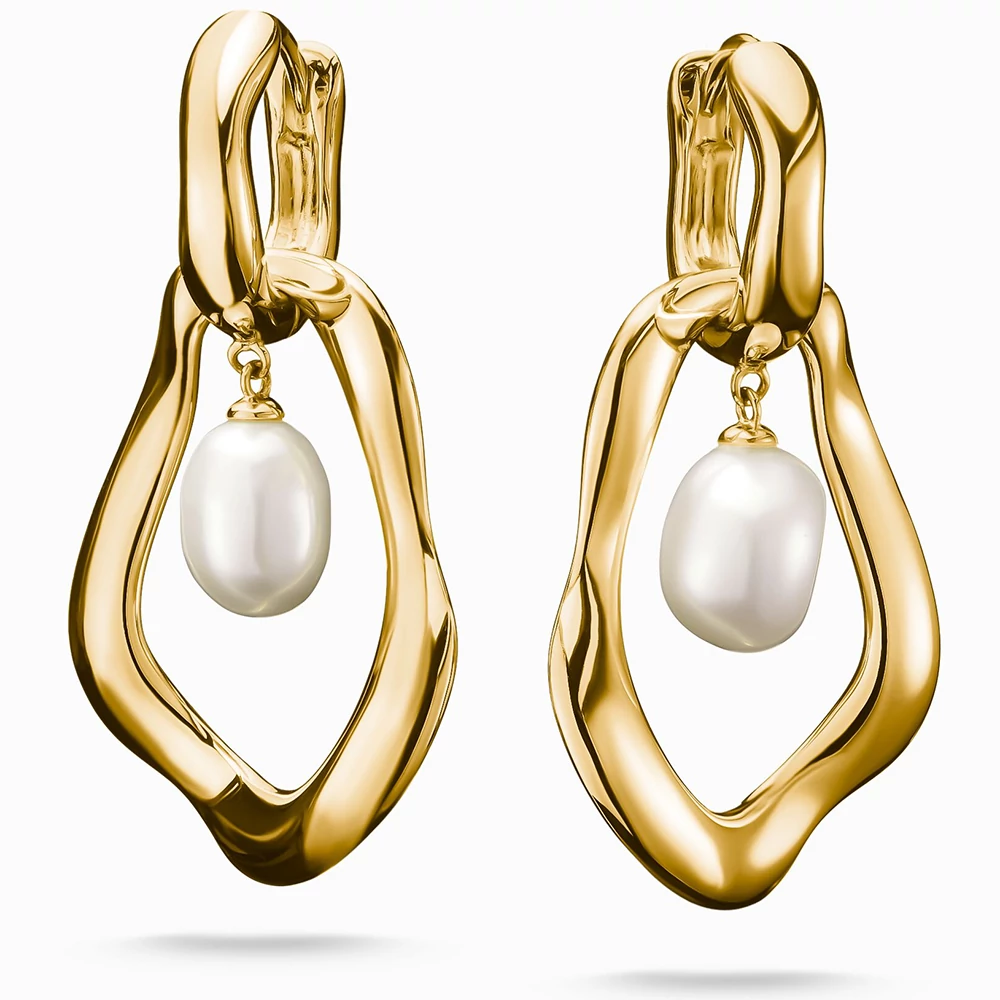 Thomas Sabo sárga arany organikus gyöngy fülbevaló - H2321-430-14 - Natural Beauty
