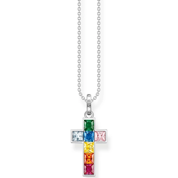 Thomas Sabo nyaklánc színes köves kereszt medállal - KE2166-477-7-L45V