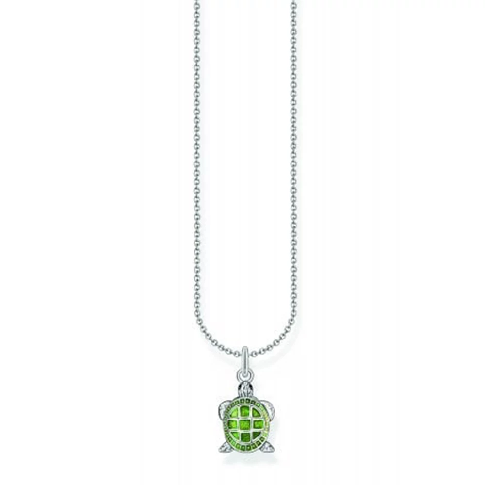 Thomas Sabo ezüst nyaklánc zöld teknős medállal - KE2216-007-6-L45V