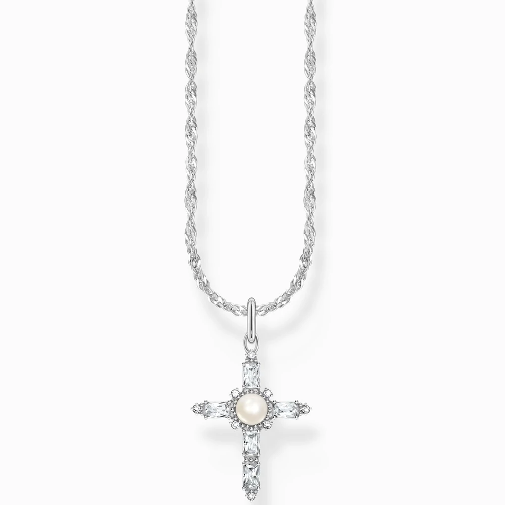 Thomas Sabo ezüst nyaklánc fehér cirkónia kereszt medállal - KE2296-167-14-L45V