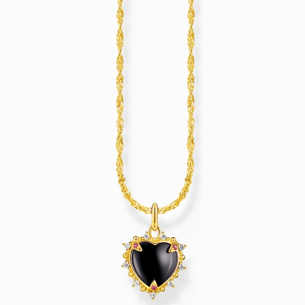 Thomas Sabo aranyozott nyaklánc fekete cirkónia szív medállal - KE2297-995-11-L45V