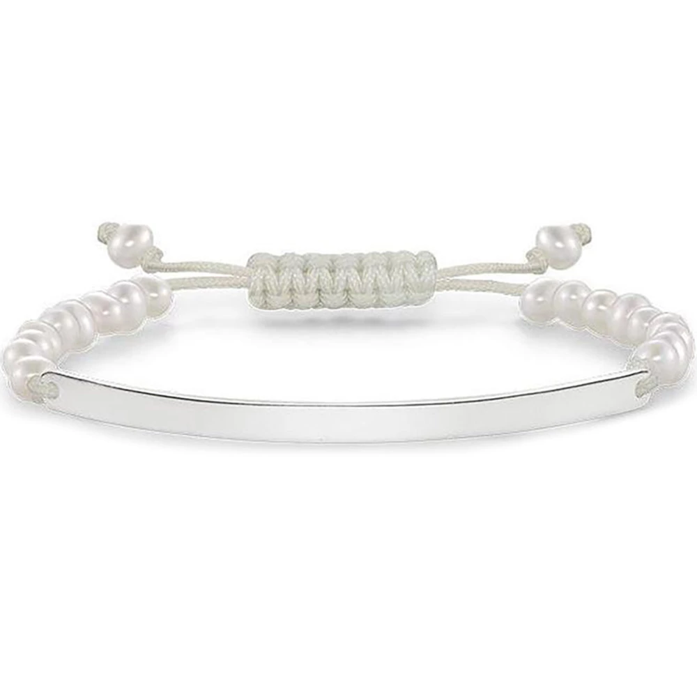 Thomas Sabo Love Bridge tenyésztett gyöngy karkötő gravírozható ezüst lappal - LBA0002-170-14-L21