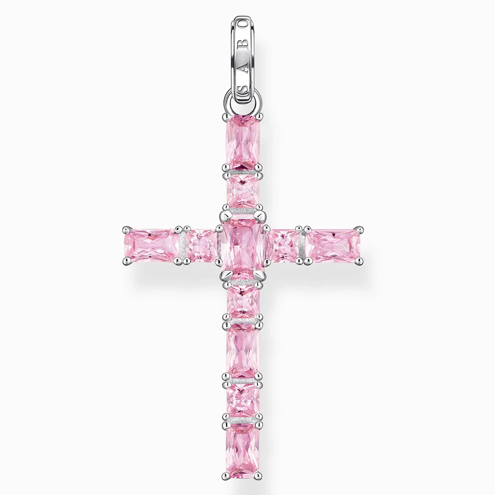 Thomas Sabo rózsaszín köves kereszt medál - PE939-051-9