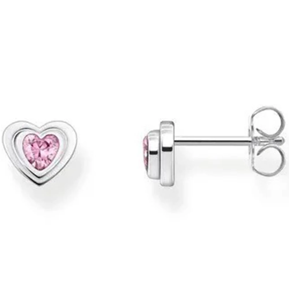 Thomas Sabo rózsaszín köves ezüst szív fülbevaló - SCH150345