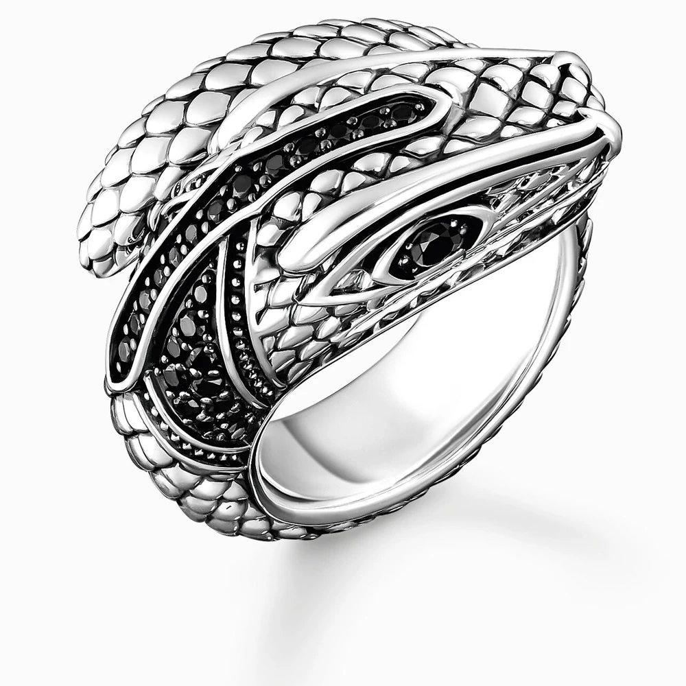 Thomas Sabo ezüst kígyógyűrű fekete cirkóniával - TR1964-643-11-54
