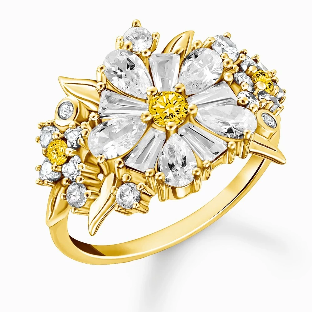 Thomas Sabo aranyozott koktélgyűrű százszorszép mintával - TR2335-414-4-50 