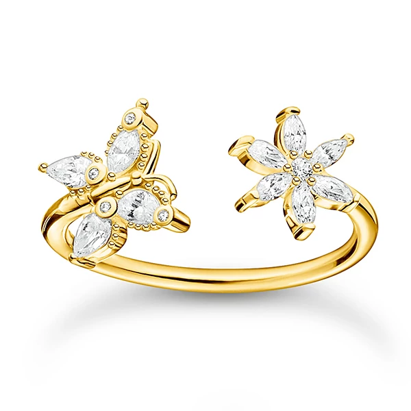 Thomas Sabo sárga arany virág - szitakötő gyűrű - TR2355-414-14-52