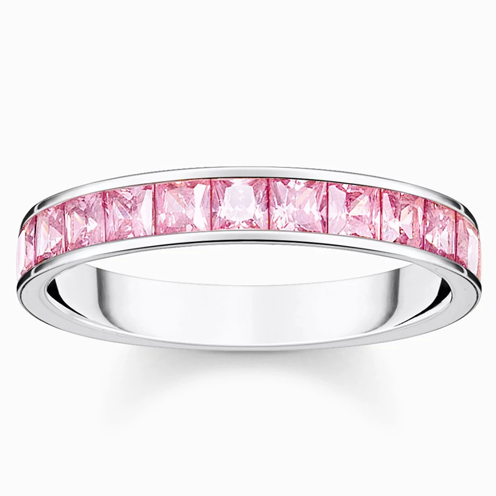 Thomas Sabo ezüst gyűrű rózsaszín kövekkel - TR2358-051-9-48