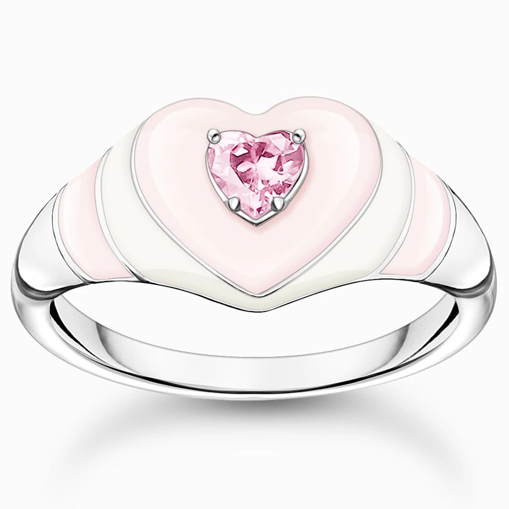 Thomas Sabo rózsaszín szív gyűrű - TR2435-041-9-52