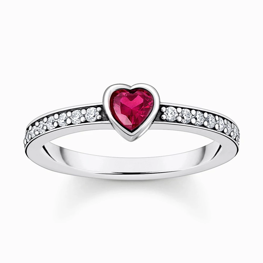 Thomas Sabo piros szív ezüst gyűrű - TR2448-640-10-48