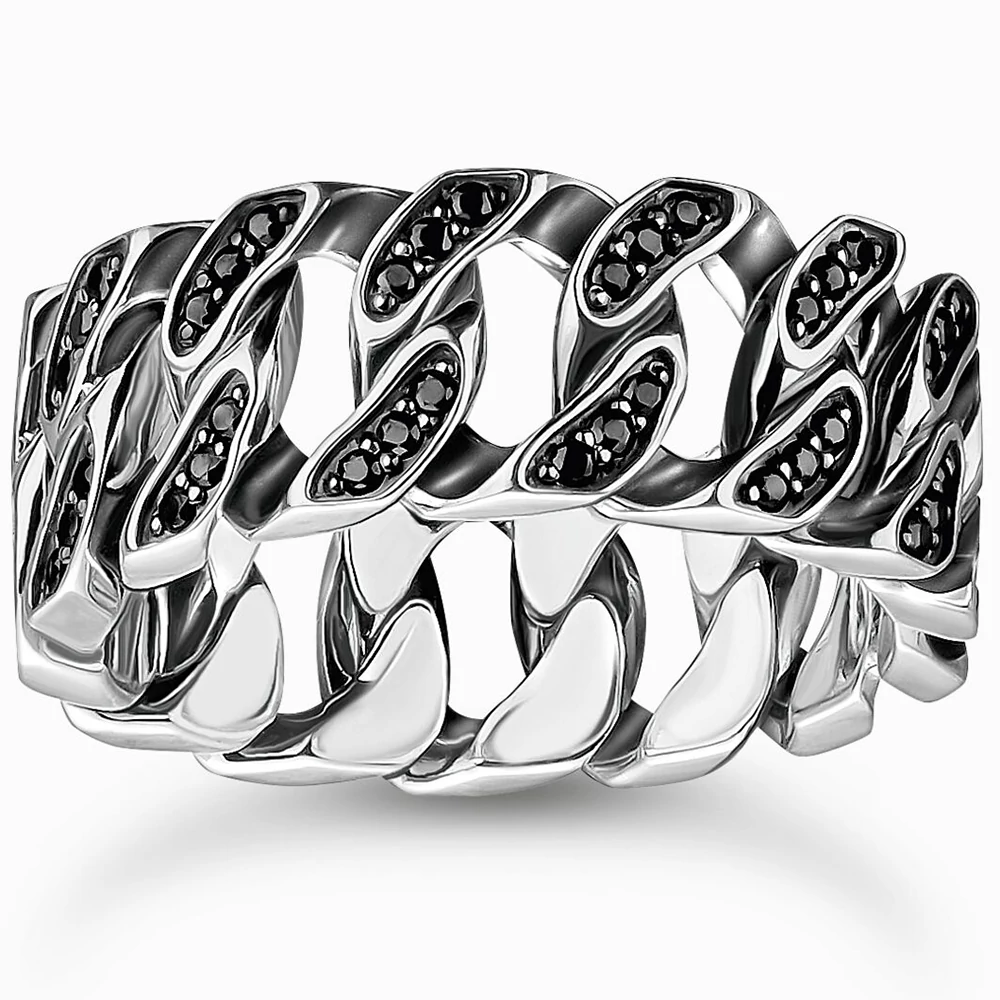 Thomas Sabo ezüst fekete cirkónia láncszemes gyűrű - TR2501-643-11-50