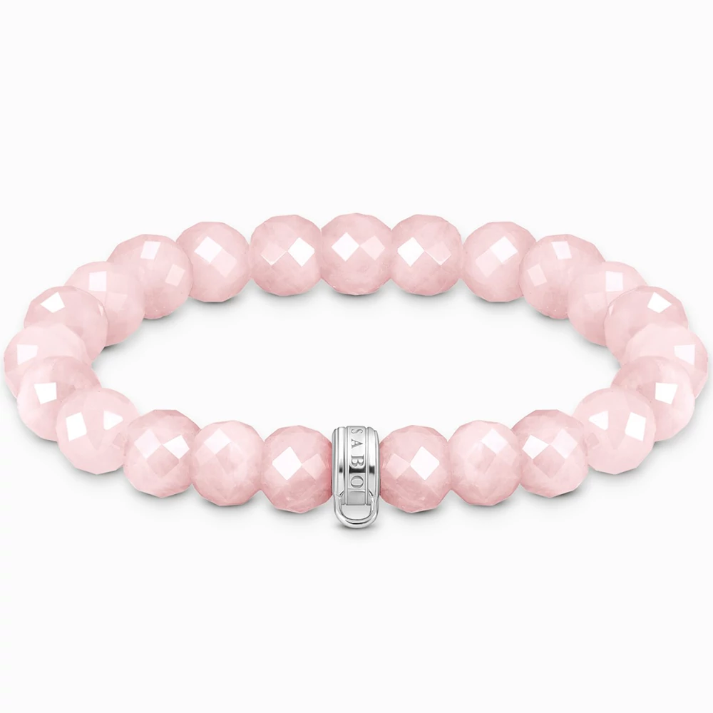Thomas Sabo ovális rózsakvarc gyöngyös karkötő - X0292-034-9-L15